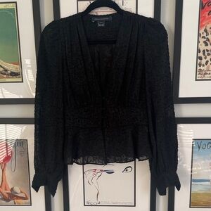 French Connection Black Textured Blouse